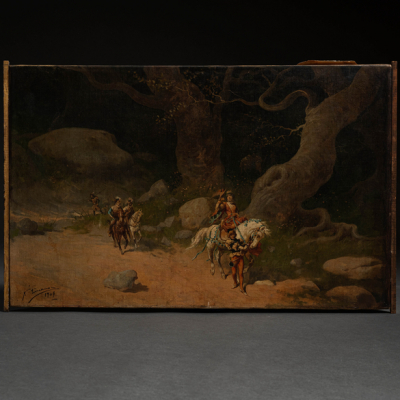 &quot;Cazando con halcón&quot; ÁNGEL LIZCANO(Alcázar de San Juan, 1846-1929)