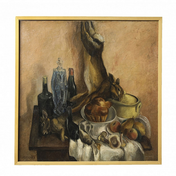 Jean-Gabriel Daragnès (1886-1950) “Naturaleza muerta con liebres&quot;.   Óleo sobre lienzo. Firmado 