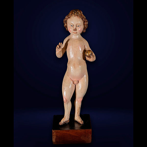 Escuela de Malinas del siglo XVI - Niño Jesús Salvator Mundi. 