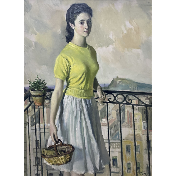 Josep de Togores Llach (Cerdanyola del Vallès, Barcelona, 1893-Barcelona, 1970) Chica en el balcón.