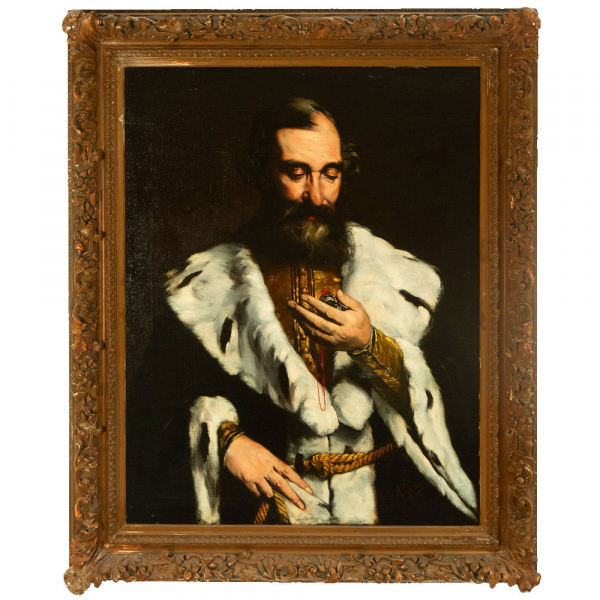 Antonio Gisbert "Retrato de caballero con medall&oacute;n. Escuela Espa&ntilde;ola. Siglo XIX. Firmado.  &Oacute;leo sobre lienzo. 