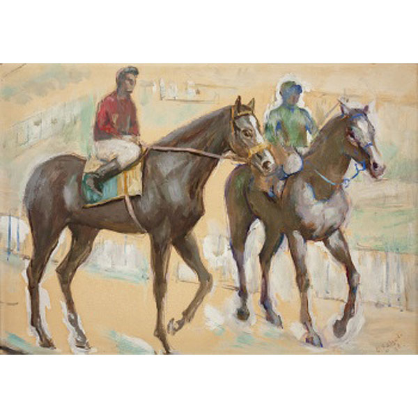 DEMETRIO SALGADO COSME  (Salamanca 1915 - 2000) "Jokey a caballo"