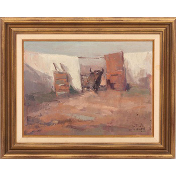 LUIS GARCÍA CAMPOS  (Bilbao 1928 - 2011) &quot;¡Un toro!&quot; Firmado: García Campos