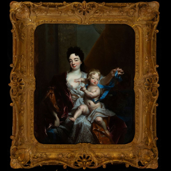 Nicolas de Largillière (París, 1656 - 1746) "Retrato de Catherine Marton y Luis de Borbón, 2º duque de Bretaña2 (c.1708). Óleo sobre lienzo. 