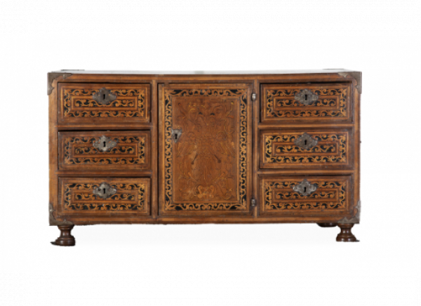 Papelera con decoración de zulaque.  Oxaca, Méjico, S. XVIII. 