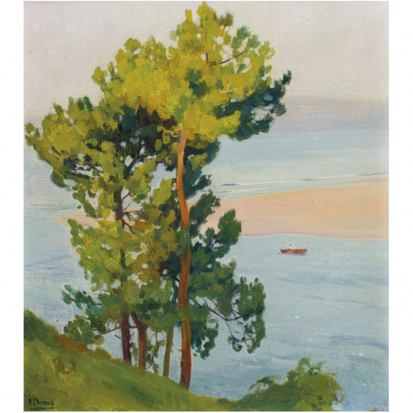 Francisco Llorens Díaz.   &quot;Paisaje&quot;. Óleo sobre lienzo. Firmado en el ángulo inferior izquierdo.