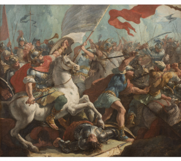 FRANCESCO SALVATORE FONTEBASSO (Venecia, 1709-1769)  Escena de batalla  h. 1745- 1755   Óleo sobre lienzo