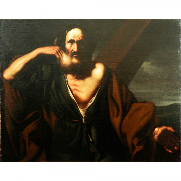 MAESTRO CARAVAGGISTA, SIGLO XVII "San Andr&eacute;s".   &Oacute;leo sobre lienzo.