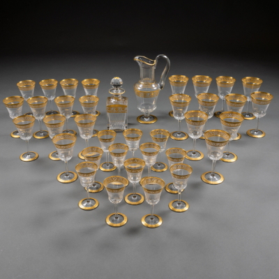 Cristalería francesa de Saint Louis &quot;Thistle Gold&quot; del siglo XX