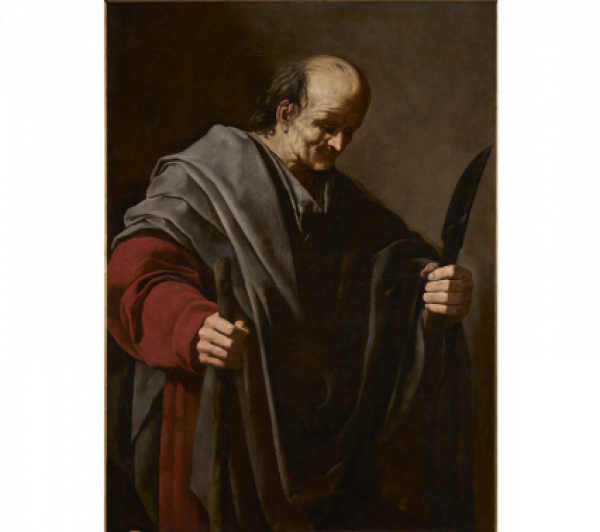 BARTOLOMEO CAVAROZZI (Viterbo, 1587 - Roma, 1625).  San Bartolomé.   Óleo sobre lienzo.