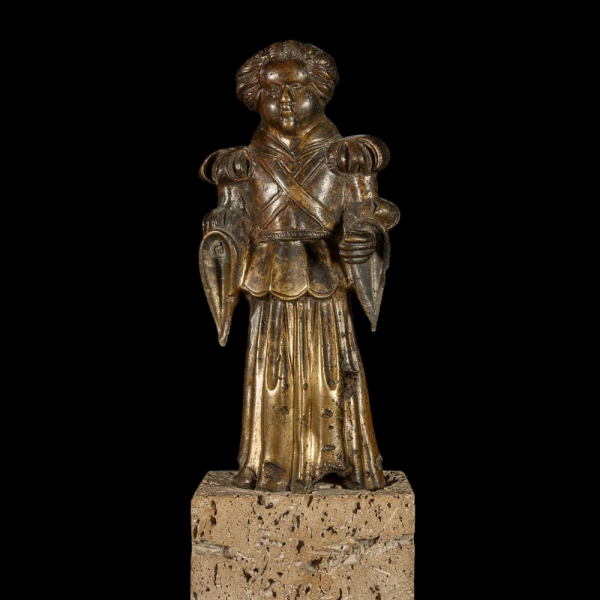 Rara figura Queen Mary de Escocia en Bronce sobre peana alemana del siglo XVII.