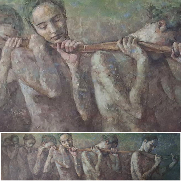 Montse Valdés "Transmisiones" (2006). Obra de grandes dimensiones, óleo sobre lienzo