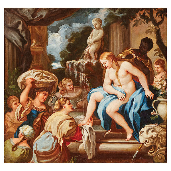 Escuela italiana, s.XVIII. Seguidor de Luca Giordano (Nápoles, 1634-1705) El lavatorio. 