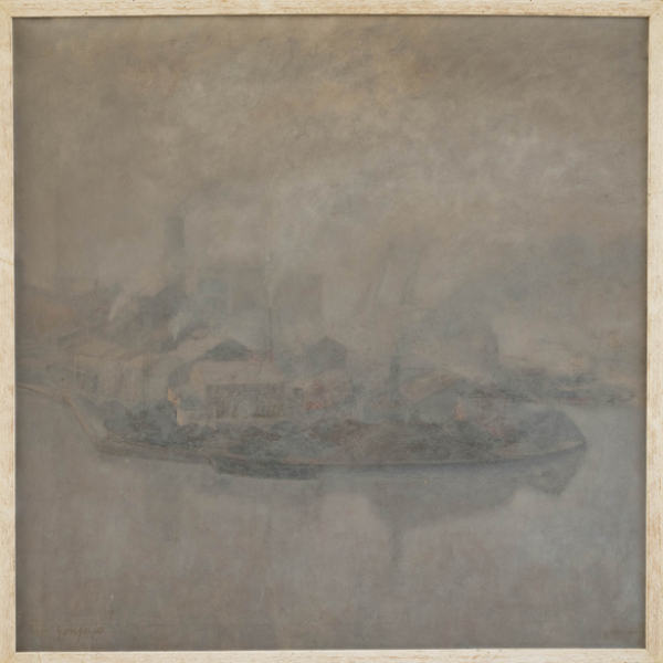 &quot;La Fabrica de Pasajes&quot; GONZALO CHILLIDA (San Sebastián, 1926-2008)  Técnica: Óleo/Lienzo