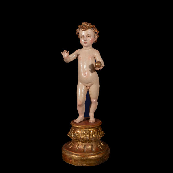 Importante y Grande Niño Jesús Salvator Mundi - Obrador de Juan de Mesa de finales finales del siglo XVI.