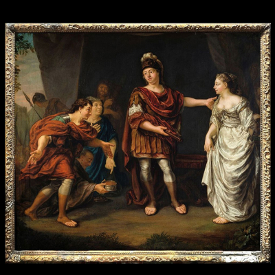 Jan Abel Wassenberg o Wassenbergh (1689, Groningen - 1750, ibídem) - La Continencia de Escipión.   Óleo sobre lienzo.