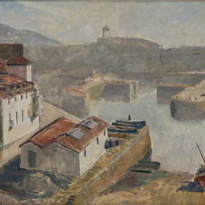 &quot;Vista del Puerto de San Sebastián&quot;  MIGUEL ÁNGEL ÁLVAREZ (Tolosa, 1927 - 2011)