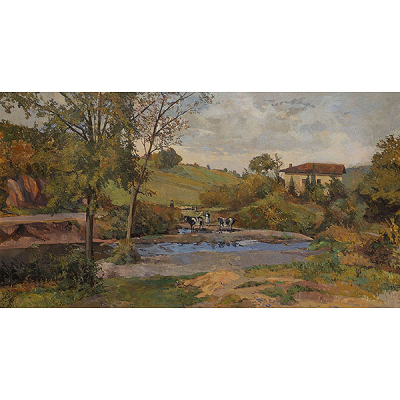&quot;Paisaje con pastor y ovejas&quot; ESCUELA ESPAÑOLA DEL SIGLO XIX 