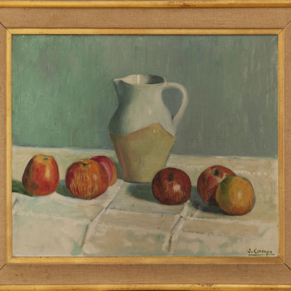 &quot;Bodegón de jarrón con manzanas&quot;  JOSÉ CAMPS GORDÓN (1894 -1980) 