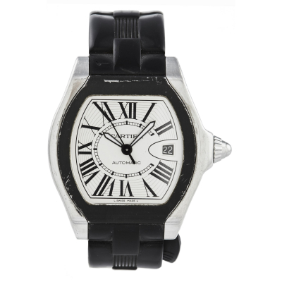 Reloj Cartier «Roadster S» de pulsera para caballero. En acero y correa de caucho. 