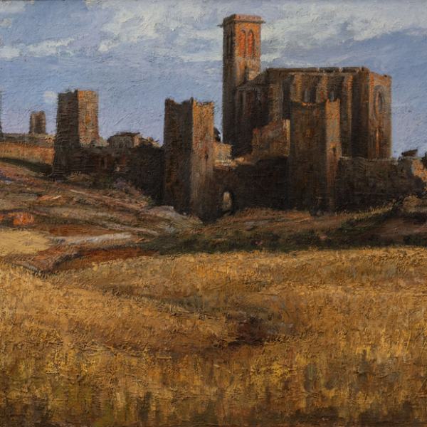 &quot;Vista de Artajona&quot;.  JESÚS LASTERRA (Madrid, 1931-Pamplona, 1994).   Técnica: Óleo/Lienzo