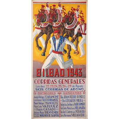 &quot;Cartel Litográfico de la corrida general de la plaza de toros de 1943&quot;  Nicolás Martínez Ortíz de Zárate (Bilbao, 1907 - 1987).   