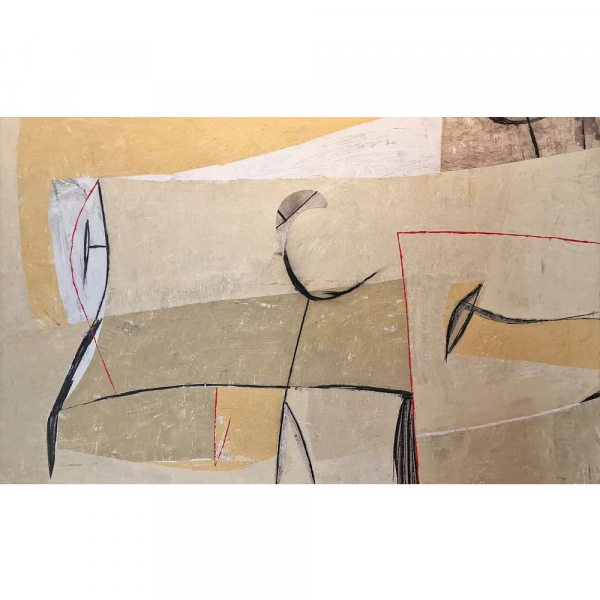 TOMMASO CASCELLA (Roma, 1951) "Esatta predisposizione" (2017).   &Oacute;leo y collage sobre panel de madera
