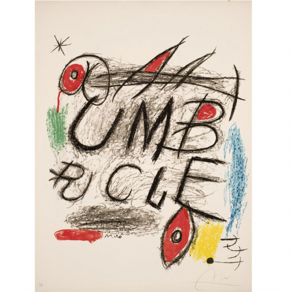 Joan Mir&oacute;. "Umbracle (1973)". Litograf&iacute;a sobre papel. Numerada Firmada