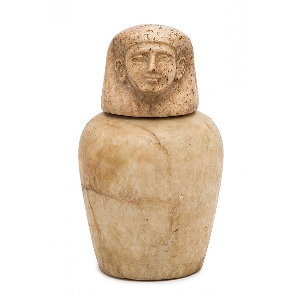 Vaso Canopo en alabastro. Egipto 1069 - 664 a. C