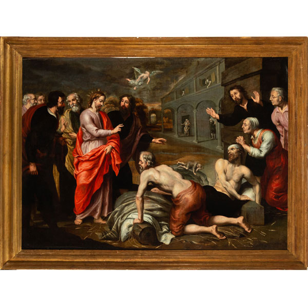 La Curación del paralítico de Cafarnaúm, escuela flamenca del siglo XVII, a la manera de Hendrick van Balen (Amberes, ca. 1573-1632)
