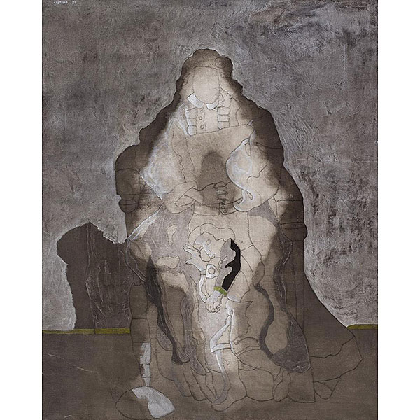Jorge Castillo. (1933)   "Maternidad". Óleo sobre lienzo. Firmado y fechado (91) en el ángulo superior izquierdo.