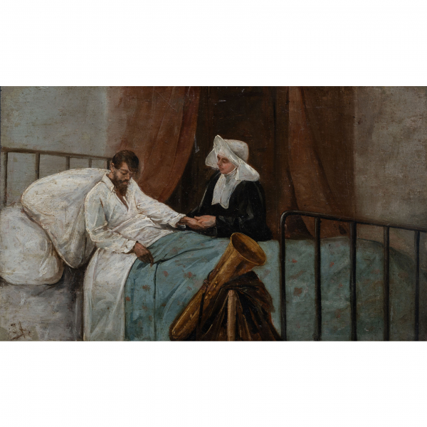 "Músico en el hospital".  ESCUELA FRANCESA DEL SIGLO XIX. 