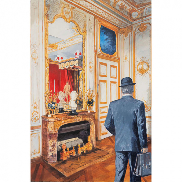 IGNACIO  GOITIA   (Bilbao 1968)  "Interior de salón"  Firmado: Ignacio Goitia 2004  Acrílico / Lienzo 