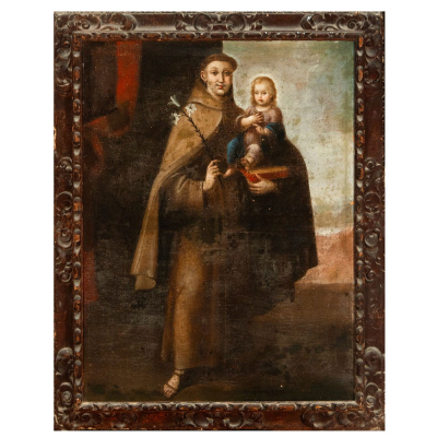 San Antonio de Padua con el Niño. Atribuido a Diego Quispe Tito. Escuela colonial. Siglo XVII. 