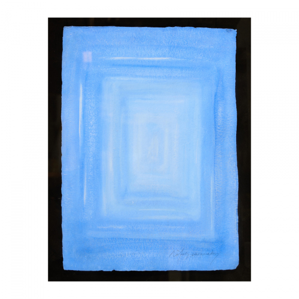 Albert R&agrave;fols Casamada (Barcelona, 1923-2009)  Composici&oacute;n azul.  T&eacute;cnica mixta sobre papel. Firmado.