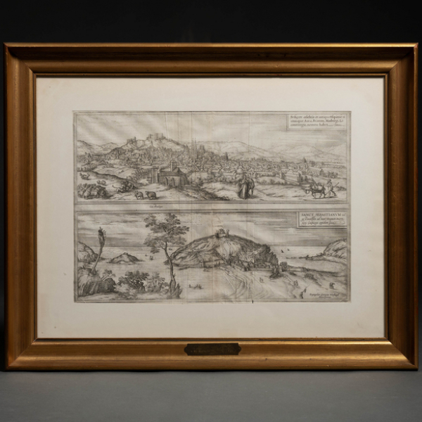 "Vista de San Sebastián y Burgos"  GEORG BRAUN (1541-1622)   El grabado