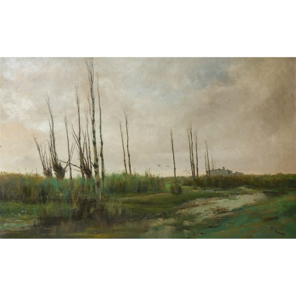 Eliseo Meifrén i Roig (Barcelona, 1859-1940)  Vista rural.  Óleo sobre tela. Firmado.