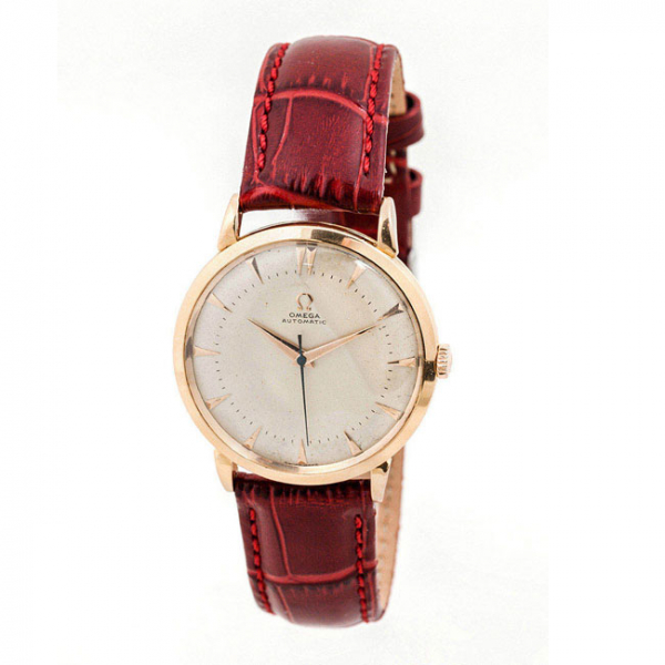 Reloj vintage, cab., suizo OMEGA Automatic, en sólida caja de origen en oro rosa 18 K, 34 mm.