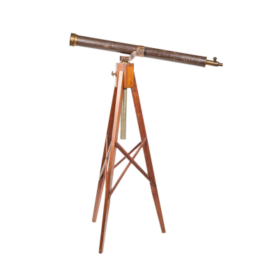Telescopio alemán H. Chmielewsky, Berlin, en metal lacado y tripode en madera, fles. del s.XIX. 