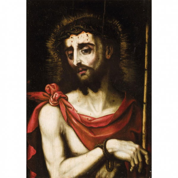 Luis de Morales (1509 - 1586). &quot;Ecce Homo&quot;. Óleo sobre tabla.