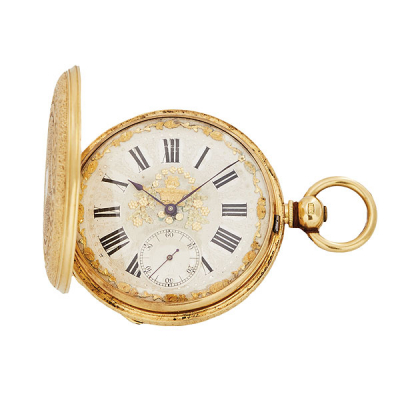 Reloj de bolsillo saboneta Jonh Brewer, London. En oro, fles. s.XIX.