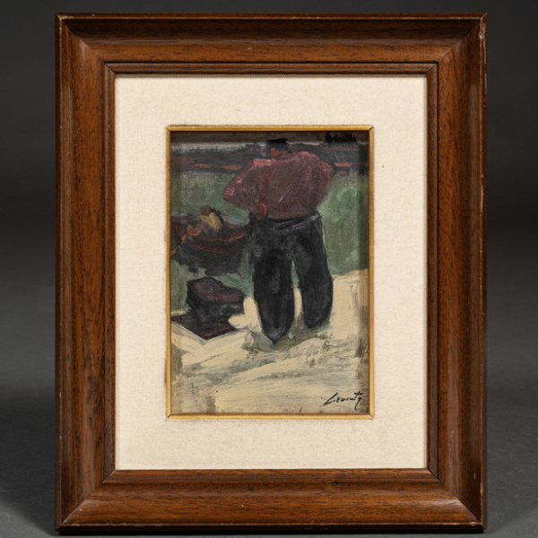 &quot;Pescador en el muelle&quot; IGNACIO CRUCETA (Bilbao, 1945 -1993) Óleo/Táblex