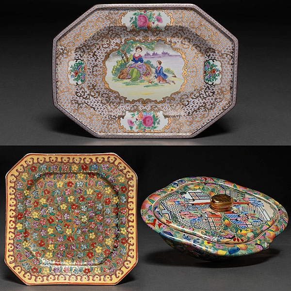 Conjunto de tres piezas en porcelana del siglo XX 