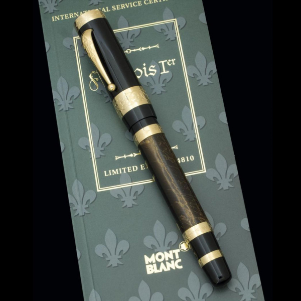 Estilográfica Montblanc "François I".   Perteneciente a la serie Patrones de las Artes. Numerada 0517/4810.