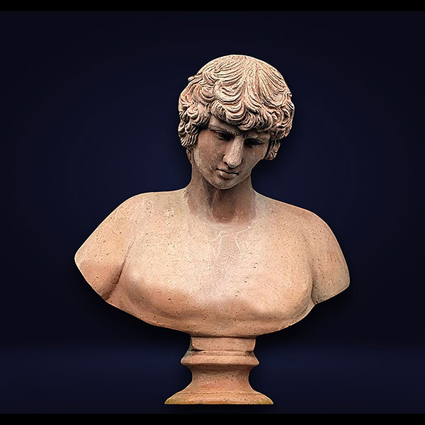 Escultura en terracota de Antinous (Bitinia, 130 - Alejandría, Egipto, 150 d.C.), Italia, siglo XIX.
