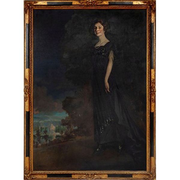 JULIO VILA Y PRADES   (Valencia 1873 - Barcelona 1930)  &quot;Retrato de Dama con paisaje&quot;  