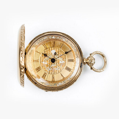 Excelente reloj saboneta de bolsillo, suizo, N&ordm; 343, fabricado para el detallista de M&aacute;laga CARLOS PAUR
