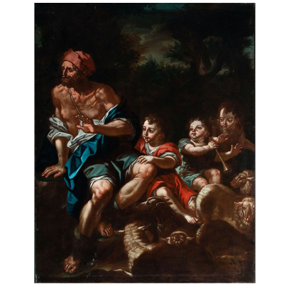 "Escena Pastoril" Escuela Napolitana de Francesco de Mura, segunda mitad del siglo XVII.