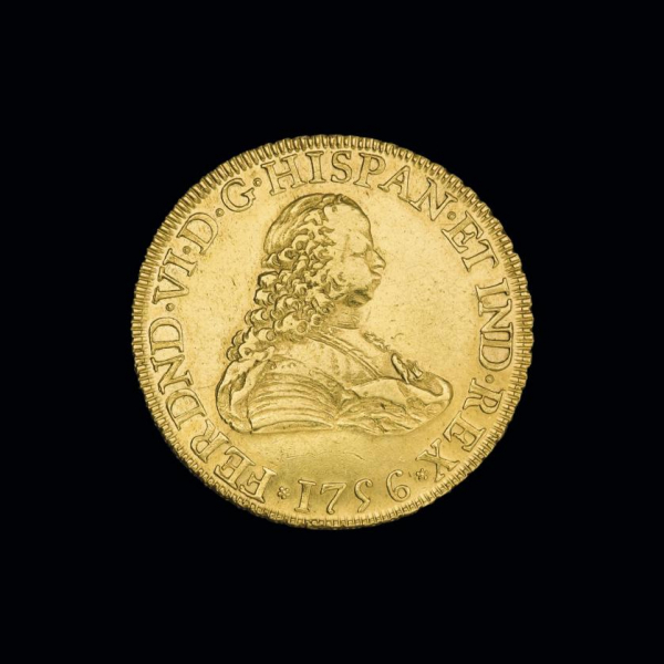 Moneda Fernando VI. 8 escudos. 1756. Méjico.