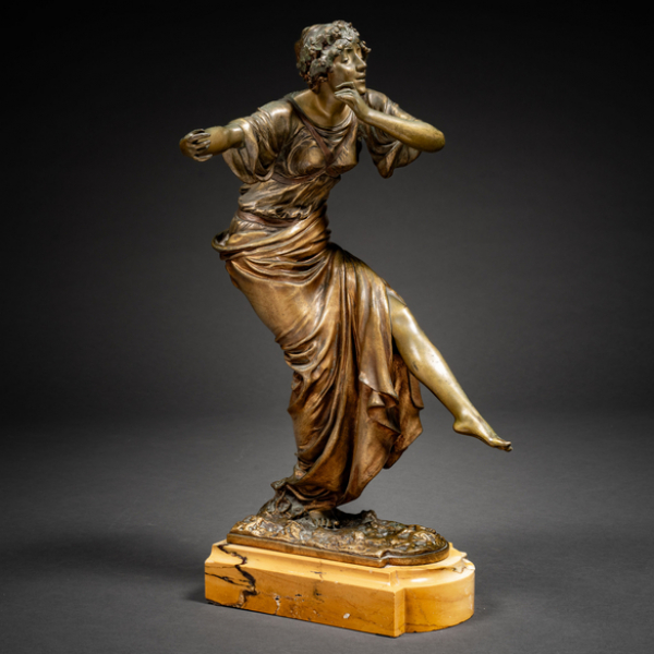 &quot;Flautista&quot; Escultura modernista en bronce dorado.  PAUL PHILIPPE (1870-1930)